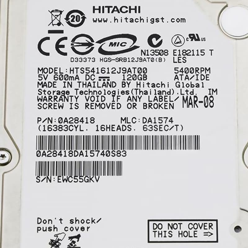 Жесткий диск Hitachi HTS541612J9AT00 120Gb 5400 IDE 2,5" HDD