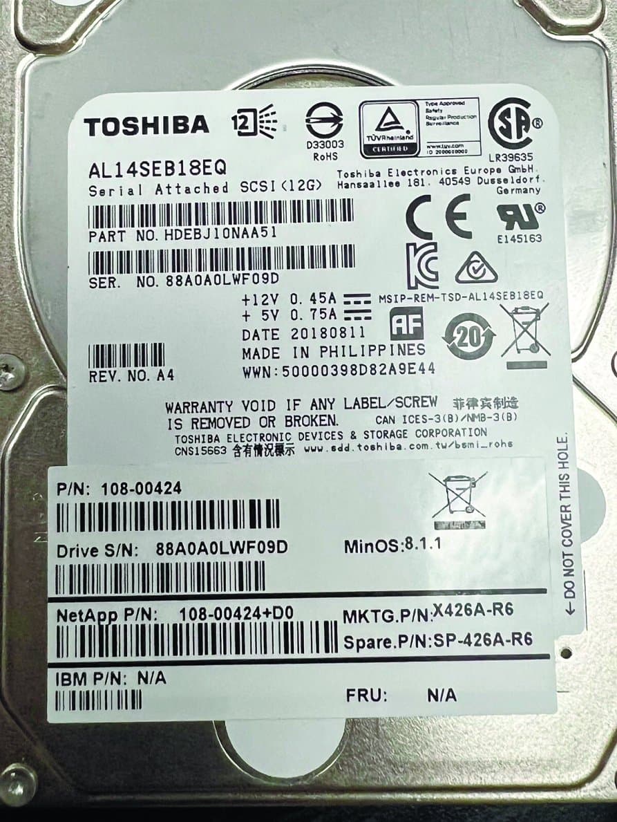 Жесткий диск NetApp 1,8TB 10000 SAS 2.5" HDD X426A-R6