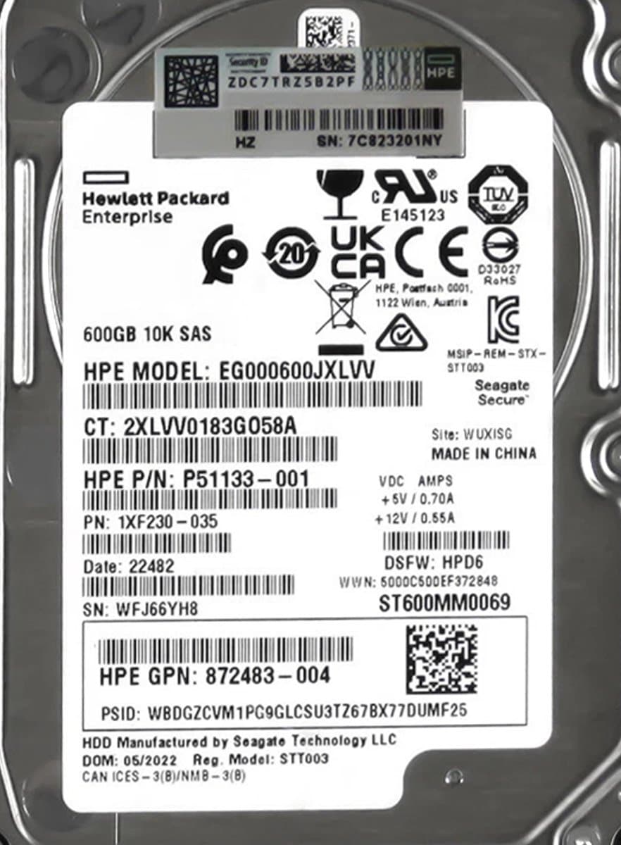 Жесткий диск HP 600Gb 10000 SAS 2.5" HDD P51133-001