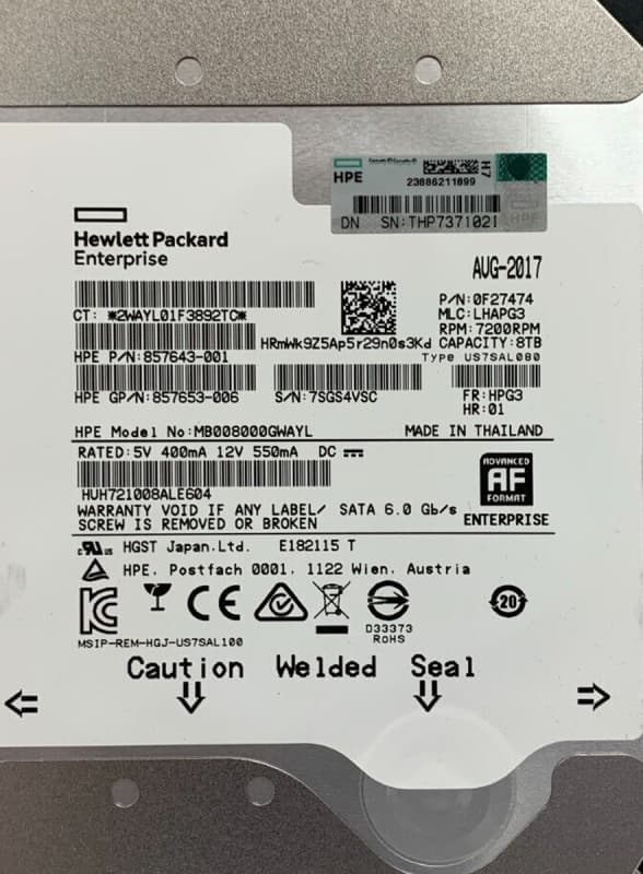 Жесткий диск HP MB008000GWAYL 8TB SATAIII 3,5" HDD