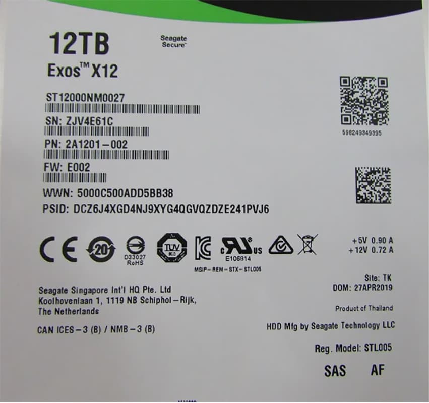 Жесткий диск Seagate 2A1201 12Tb 7200 SAS 3,5" HDD