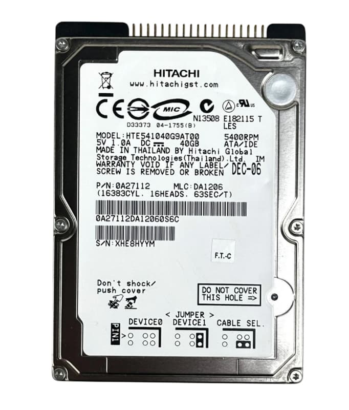 Жесткий диск Hitachi HTE541040G9AT00 40Gb 5400 IDE 2,5" HDD