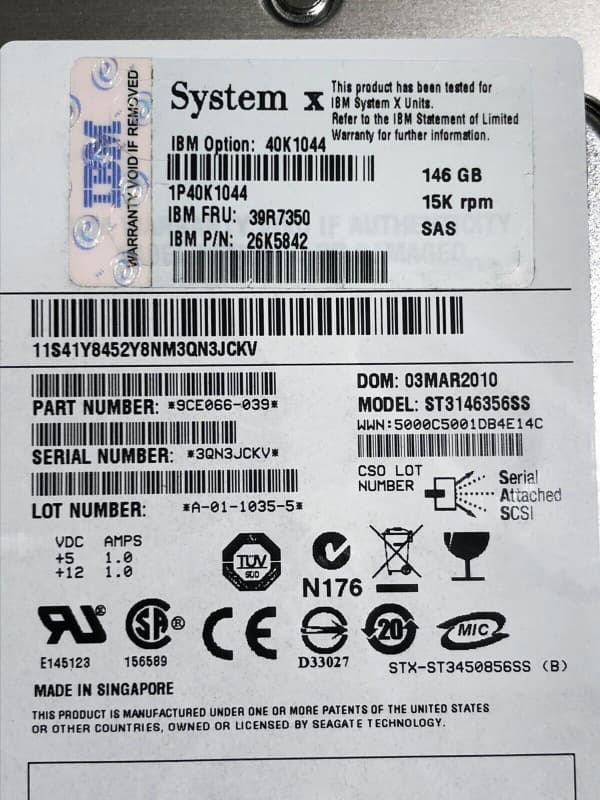 Жесткий диск IBM 39R7350 146,8Gb 15000 SAS 3,5" HDD