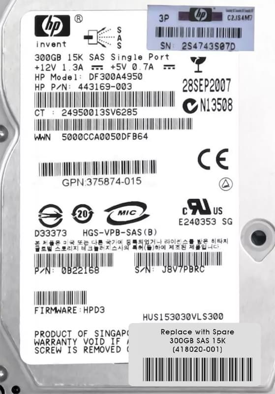 Жесткий диск HP 432147-001 300Gb SAS 3,5" HDD