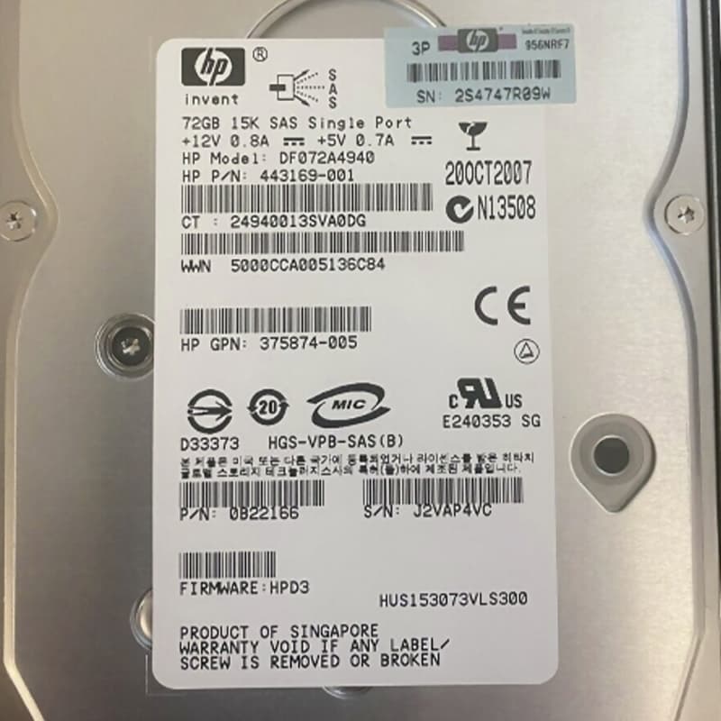 Жесткий диск HP 0B22166 72Gb  SAS 3,5" HDD