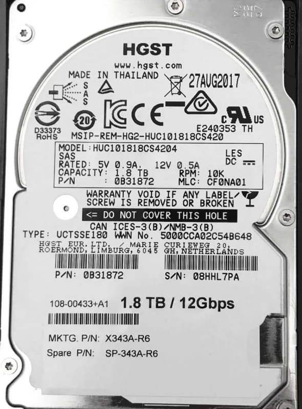 Жесткий диск Network Appliance X343A-R6 1.8Tb SAS 2,5" HDD