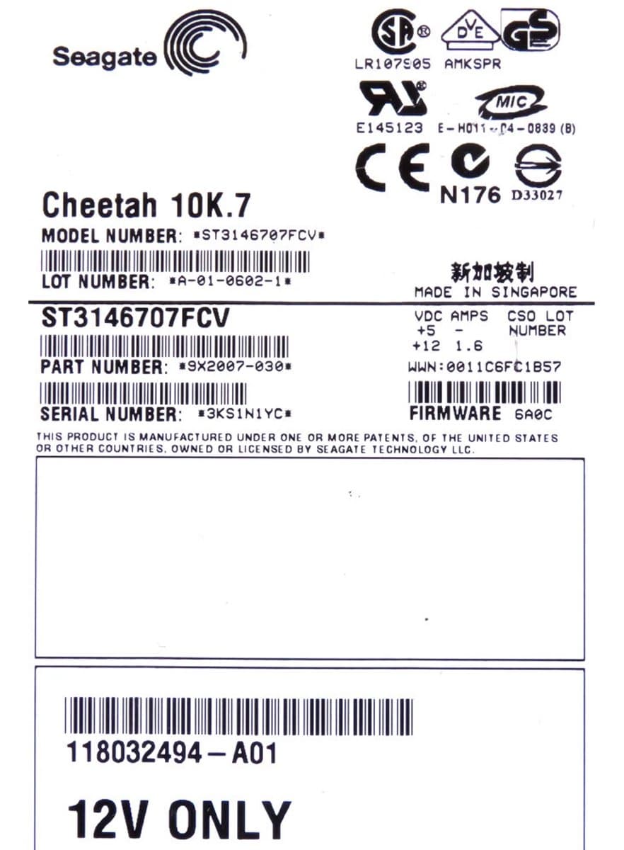  EMC EMC 146,8Gb 10000 Fibre Channel 3.5" HDD 118032494-A01