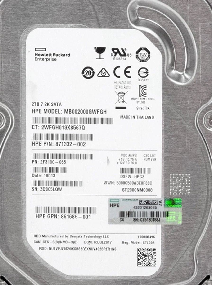 Жесткий диск HP 2Tb 7200 SATAIII 3.5" HDD 861685-001