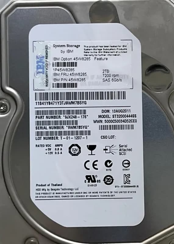 Жесткий диск IBM 45W8285 2Tb  SAS 3,5" HDD