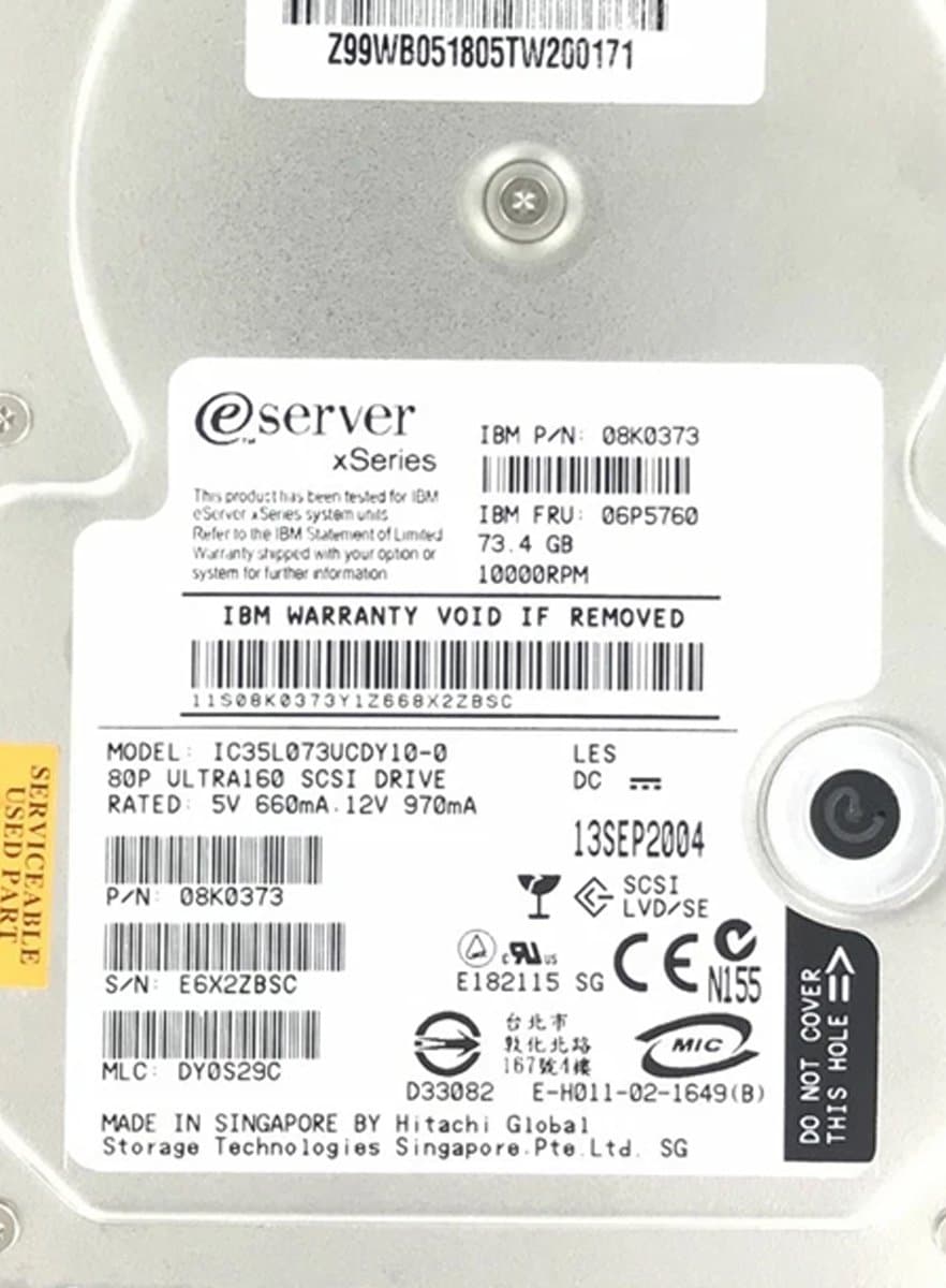 Жесткий диск  IBM 73Gb 10000 U320SCSI 3.5" HDD