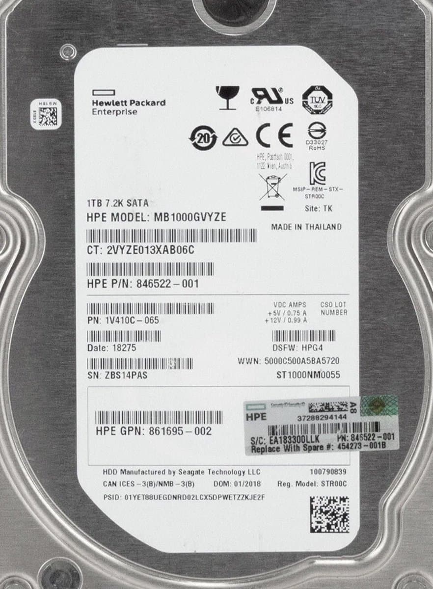 Жесткий диск HP 1Tb 7200 SATAIII 3.5" HDD 846522-001