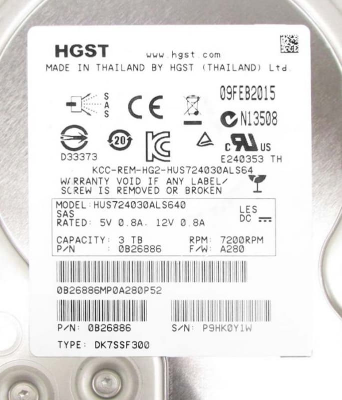 Жесткий диск Hitachi HUS724030ALS640 3Tb 7200 SAS 3,5" HDD