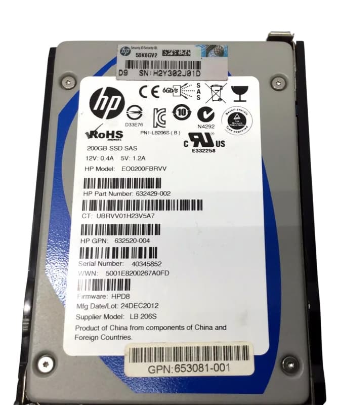 Жесткий Диск HP 653081-001 200Gb SAS 2.5" SSD