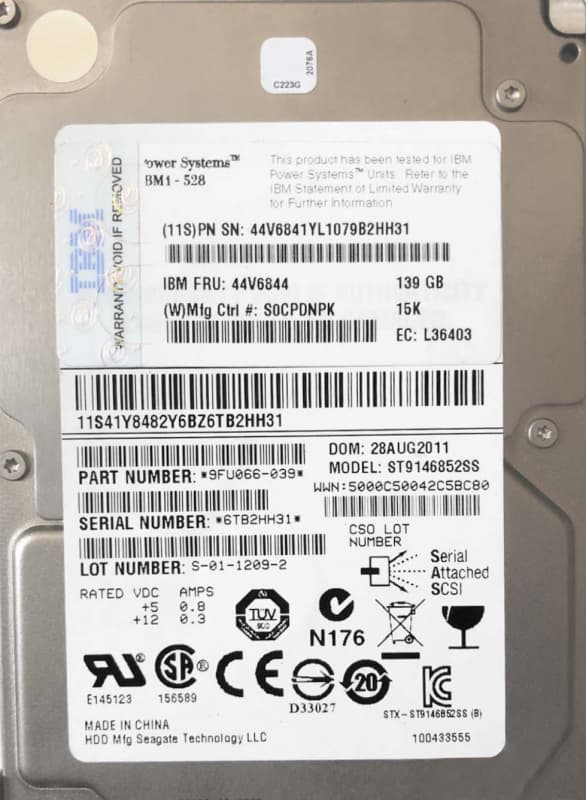 Жесткий диск IBM 44V6841 139Gb SAS 2.5" HDD