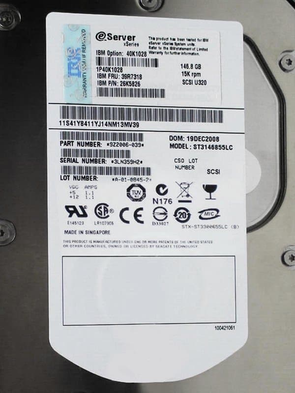 Жесткий диск IBM 146,8Gb 15000 U320SCSI 3.5" HDD 40K1028
