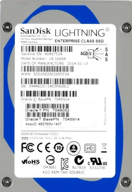 Жесткий диск Sun 7046052 1.6TB SAS 2,5" SSD