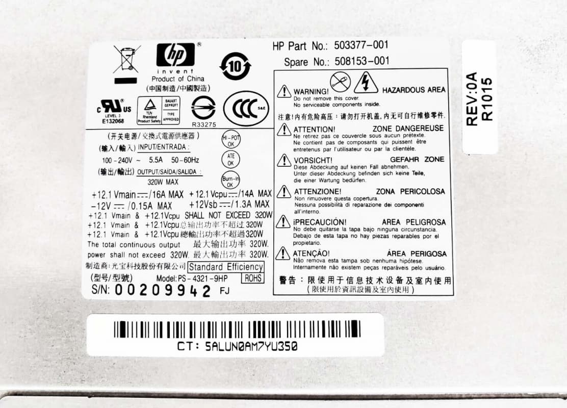 Блок питания HP 508153-001 320W