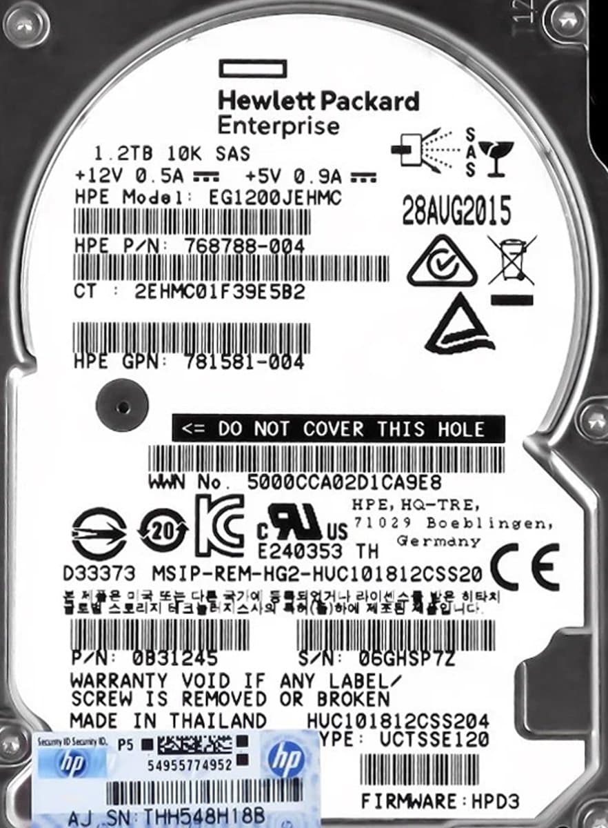 Жесткий диск HP 1,2Tb 10000 SAS 2.5" HDD 0B31245