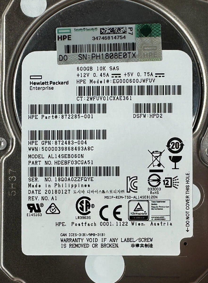 Жесткий диск HP 600Gb 10000 SAS 2.5" HDD HDEBF03CGA51