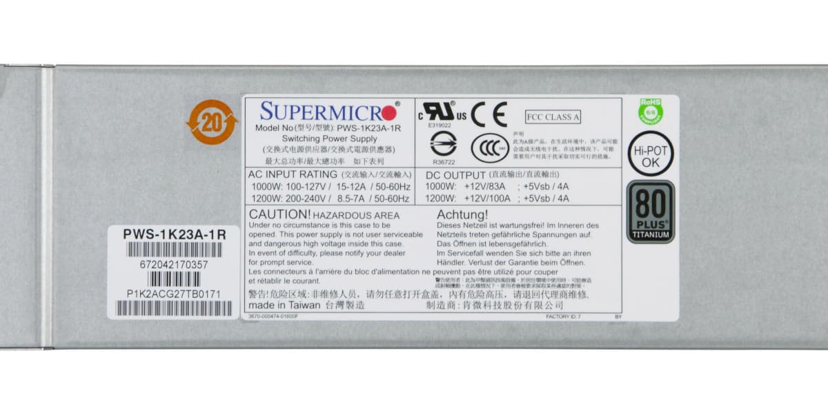 Блок Питания SuperMicro PWS-1K23A-1R 1200W