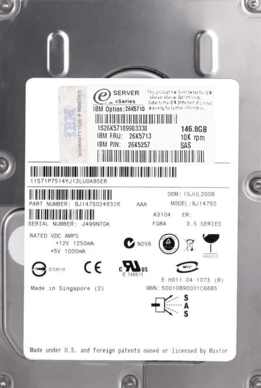 Жесткий диск IBM 26K5713 146,8Gb  SAS 3,5" HDD