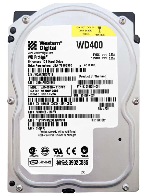 Жесткий диск Western Digital WD400EB 40Gb 5400 IDE 3.5" HDD