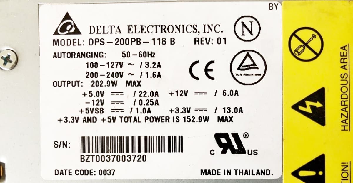 Блок Питания Delta DPS-200PB-118 B 200W