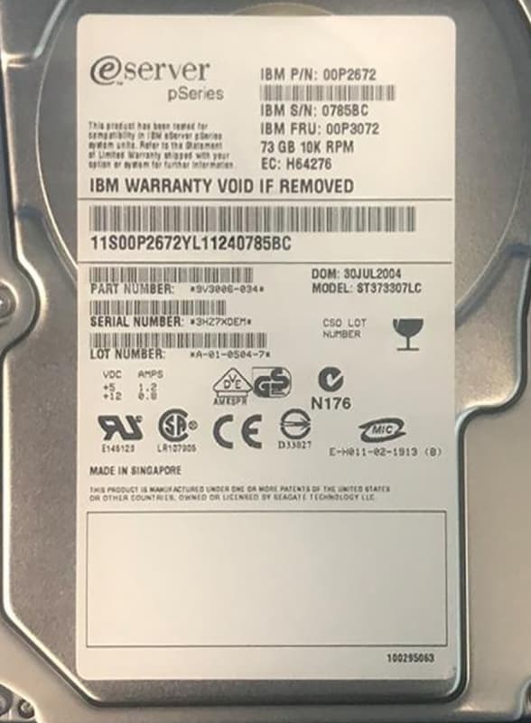 Жесткий диск IBM 00P3072 73Gb  U320SCSI 3.5" HDD