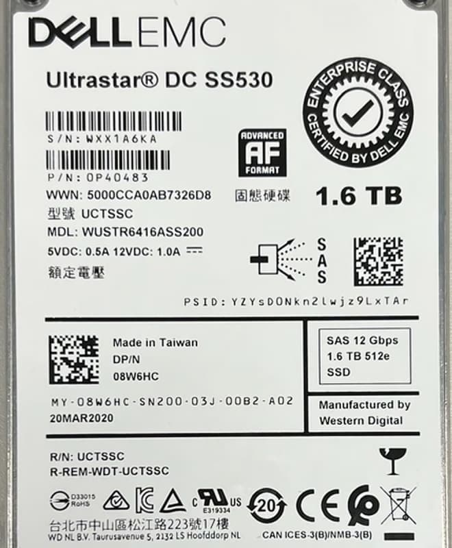 Жесткий диск Dell 08W6HC 1.6TB SAS 2,5" SSD