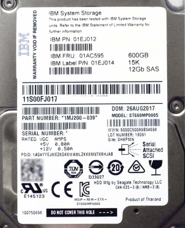 Жесткий диск IBM 01AC595 600Gb 15000 SAS 2,5" HDD