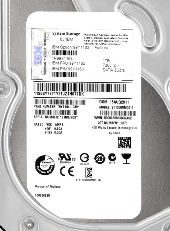 Жесткий диск IBM 9YZ164-039 1Tb 7200 SATAIII 3.5" HDD