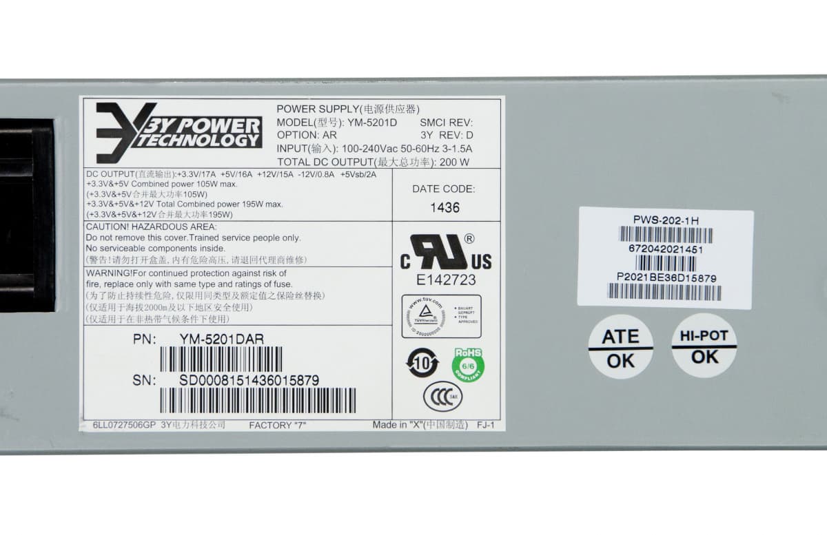 Блок Питания SuperMicro YM-5201DAR 200W