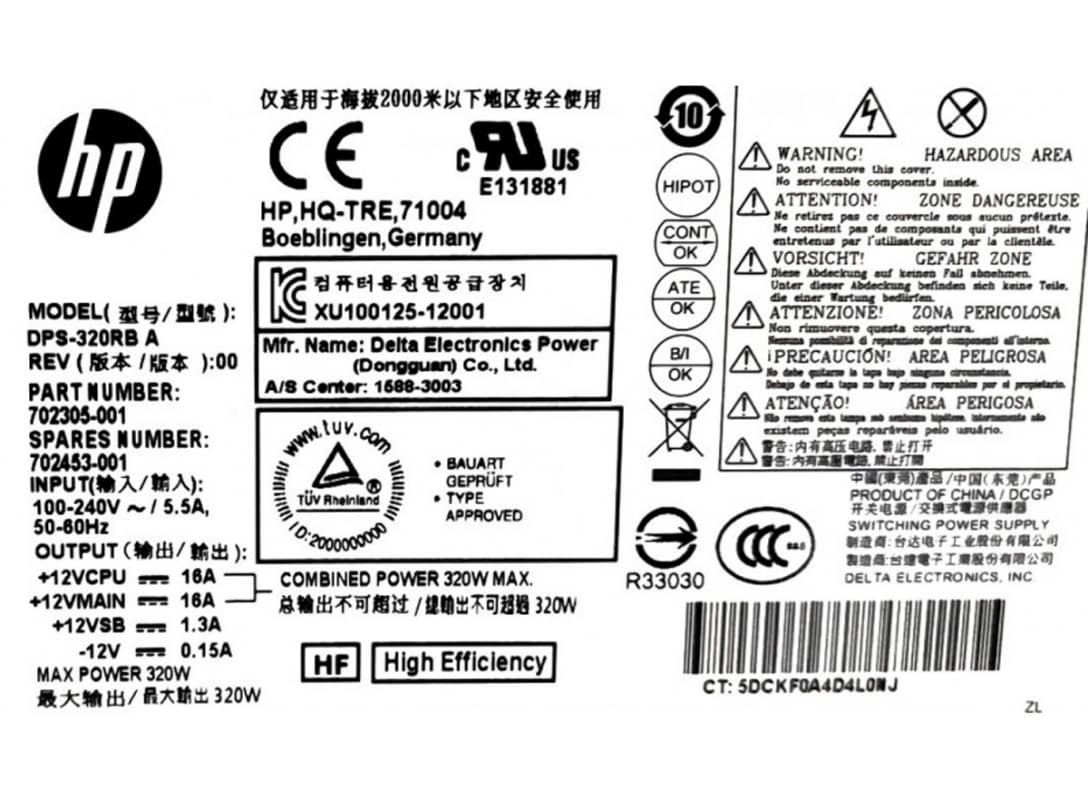 Блок Питания HP DPS-320RB A 320W
