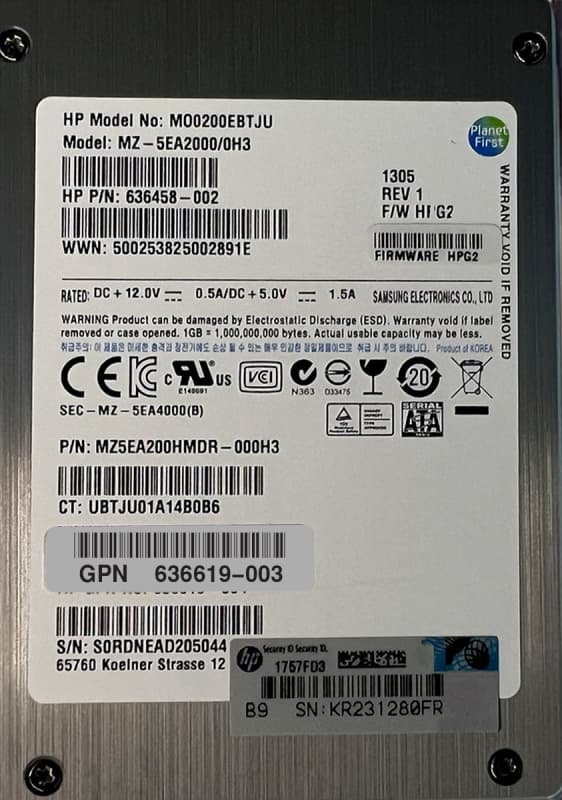 Жесткий диск HP 636619-003 200Gb SATAIII 2.5" SSD