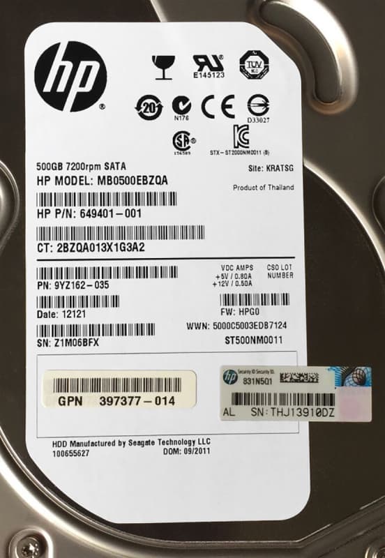 Жесткий диск HP MB0500EBZQA 500Gb SATAII 3,5" HDD