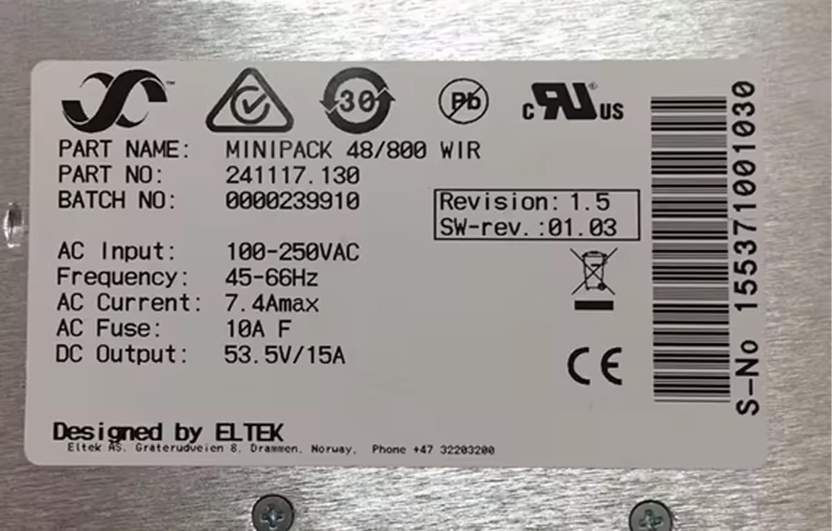 Блок Питания Eltek MINIPACK 48/800 WI 3000W