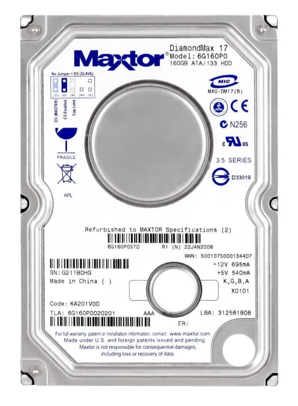 Жесткий диск Maxtor 6G160P0 160Gb 7200 IDE 3.5" HDD