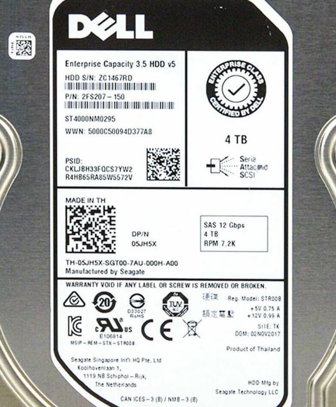 Жесткий диск Dell 05JH5X 4Tb SAS 7200 3,5" HDD