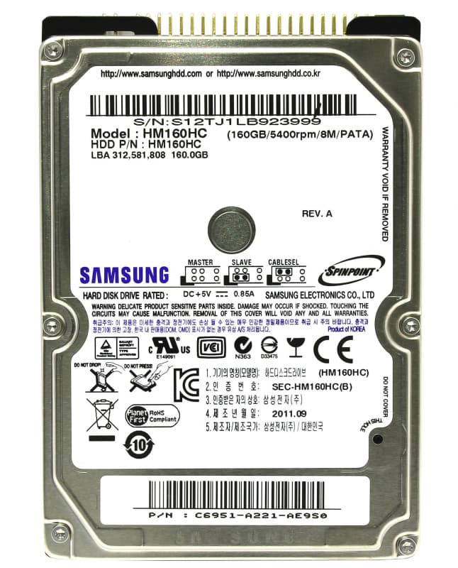 Жесткий диск Samsung HM160HC 160Gb 5400 IDE 2,5" HDD
