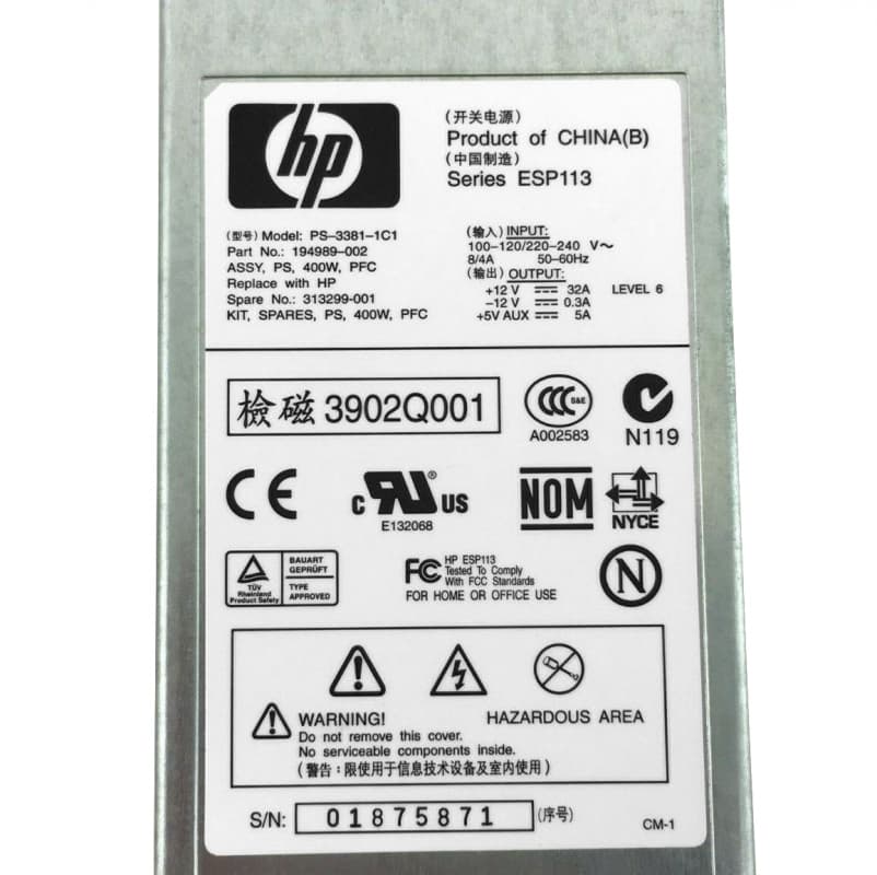 Резервный Блок Питания HP 225011-001 400W