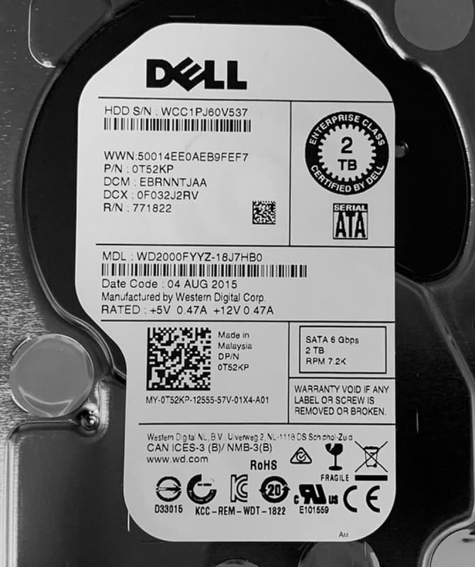 Жесткий диск Dell T52KP 2Tb 7200 SATAIII 3.5" HDD