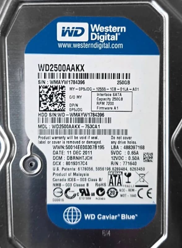Жесткий диск Dell WD2500AAKX-753CA1 250Gb  SATAIII 3,5" HDD