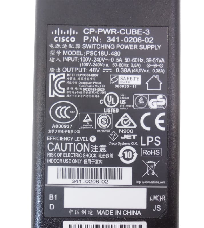 Блок Питания Cisco 341-0206-03 48V 0,38A 18W