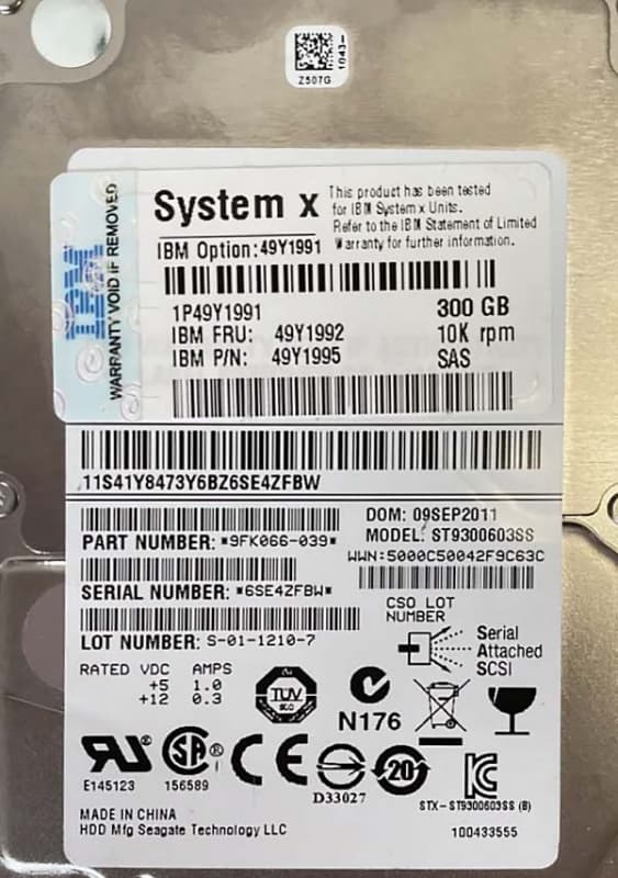 Жесткий диск IBM 49Y1991 300Gb 10000 SAS 2,5" HDD