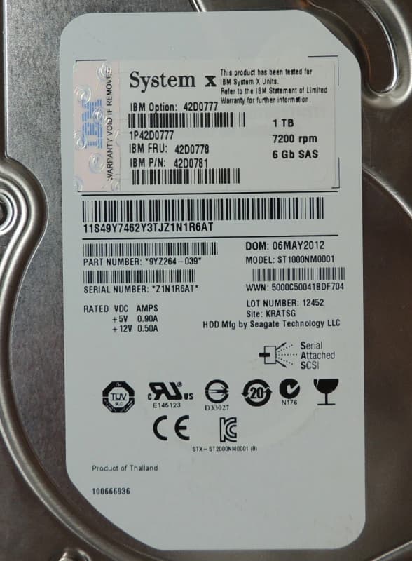 Жесткий диск IBM 9YZ264-039 1Tb 7200 SAS 3,5" HDD