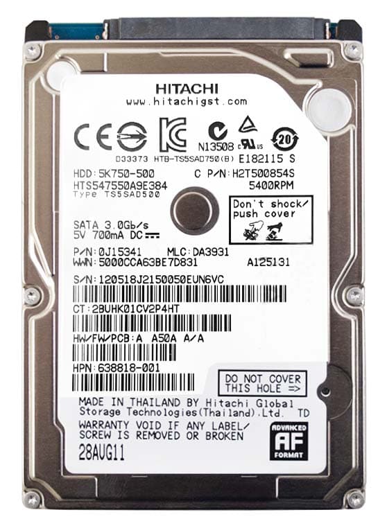 Жесткий диск Hitachi 0J11561 500Gb 5400 SATAII 2,5" HDD