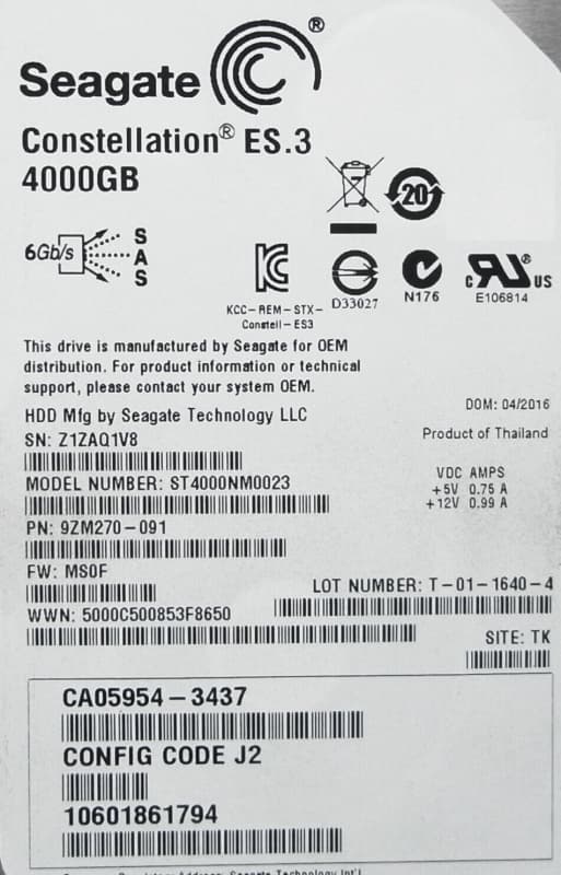 Жесткий диск Fujitsu 9ZM270-091 4Tb 7200 SAS 3,5" HDD