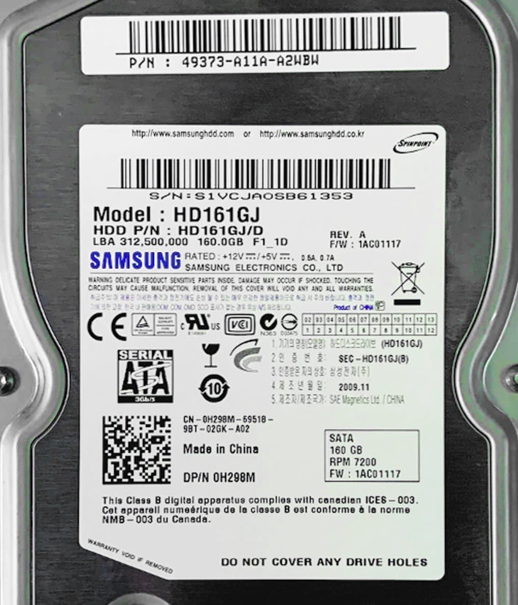 Жесткий диск Dell 160Gb 7200 SATAII 3.5" HDD 0H298M
