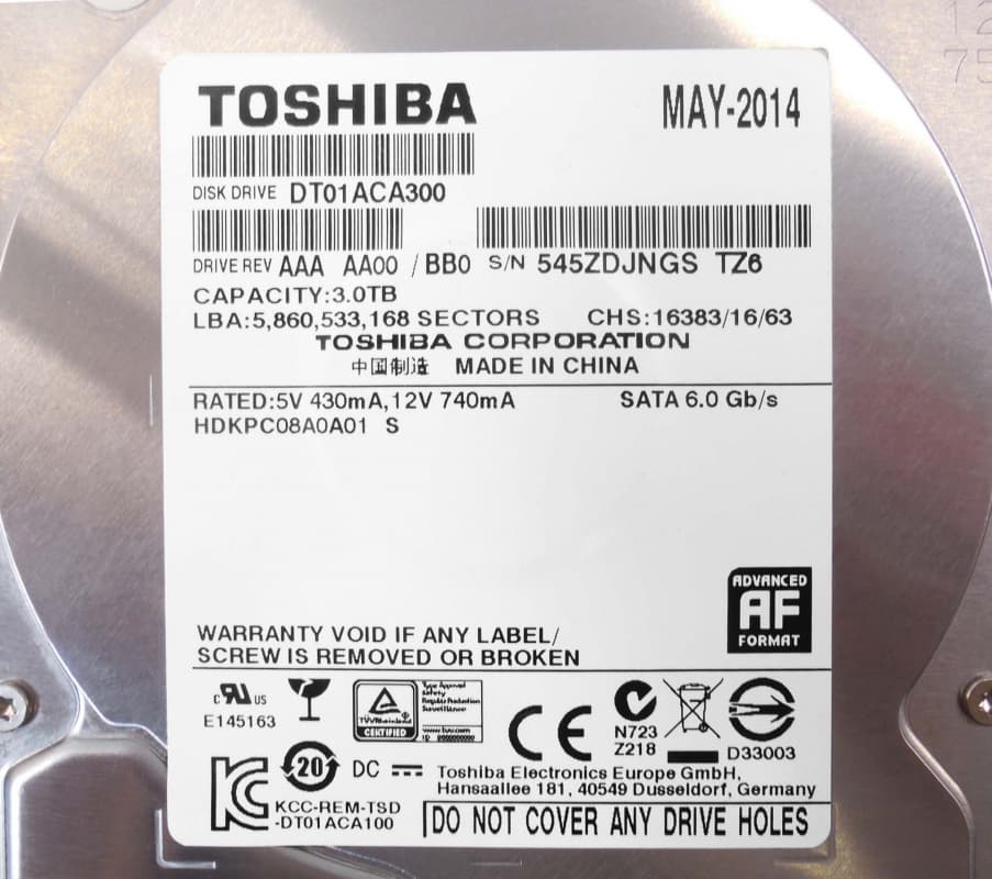 Жесткий диск Toshiba HDKPC08A0A01 3Tb  SATAIII 3,5" HDD