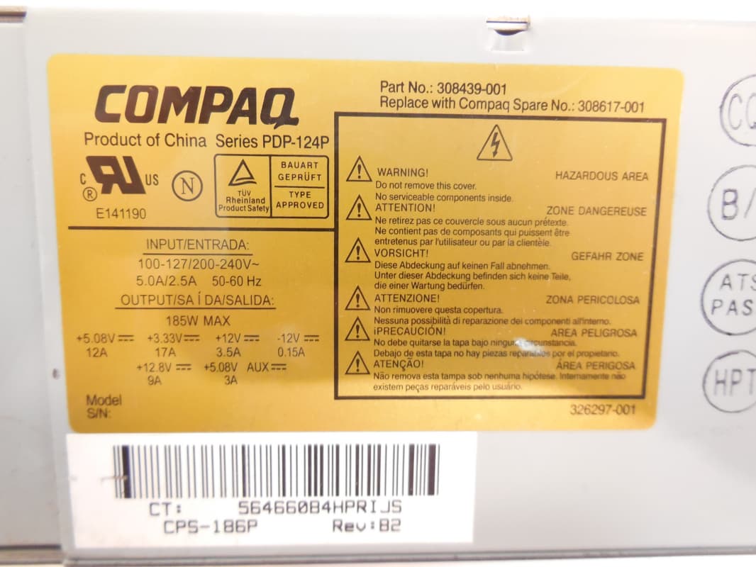 Блок Питания HP 308439-001 185W